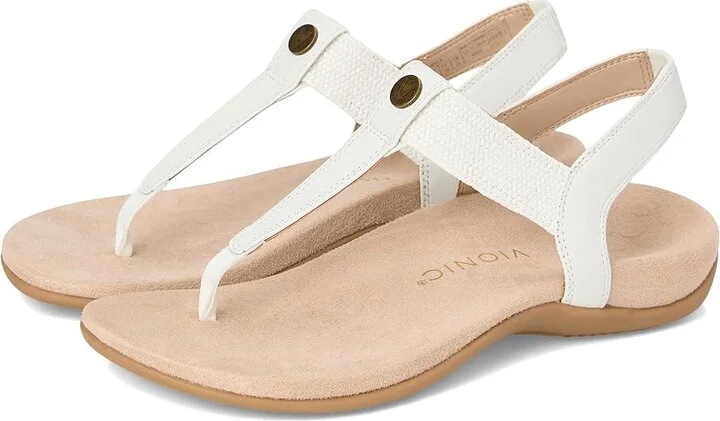 VIONIC Brea Slingback Sandals Women's Wedge Shoes White Leather : 10 M