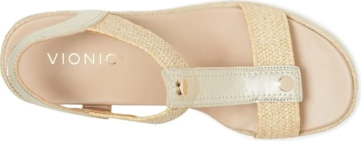 VIONIC Calera Ankle Straps Women's Sandals Gold Metallic Leather : 6 W - Image 2