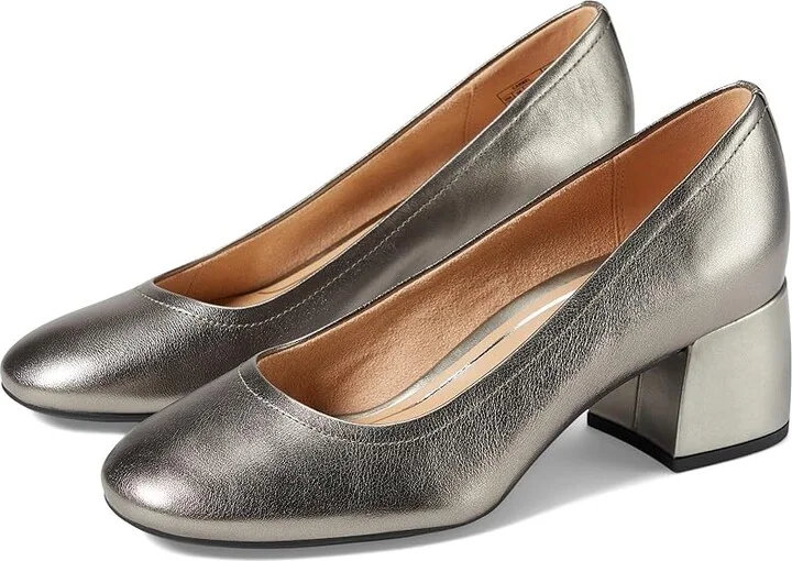 VIONIC Carmel Women's Shoes Pewter Metal Tumbled Leather : 6.5 M, Leather/Rubber