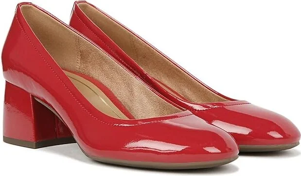 VIONIC Carmel Women's Shoes Red Crinkle Patent : 10 W, Leather/Rubber