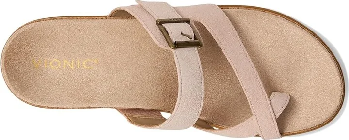 VIONIC Carmela Thong Sandals Women's Wedge Shoes Cameo Rose Suede : 12 M, Leather - Image 2
