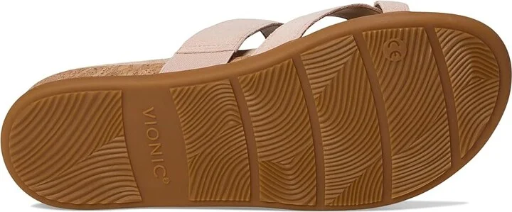 VIONIC Carmela Thong Sandals Women's Wedge Shoes Cameo Rose Suede : 12 M, Leather - Image 3