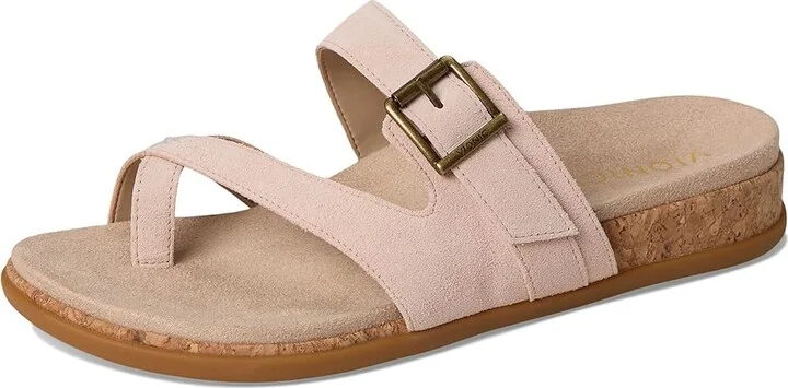 VIONIC Carmela Thong Sandals Women's Wedge Shoes Cameo Rose Suede : 12 M, Leather - Image 5