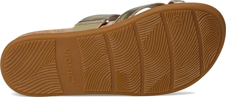 VIONIC Carmela Thong Sandals Women's Wedge Shoes Gold Leather : 5 M - Image 3
