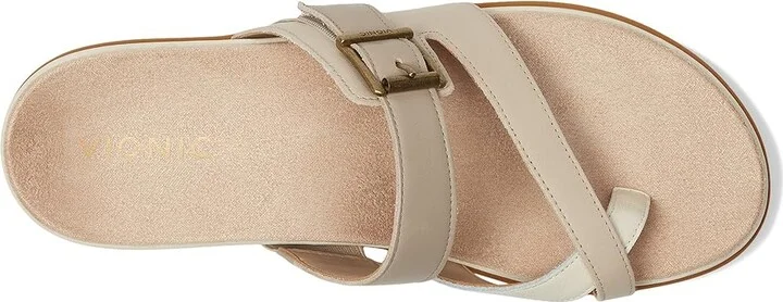 VIONIC Carmela Thong Sandals Women's Wedge Shoes Ivory Leather : 7 M - Image 2