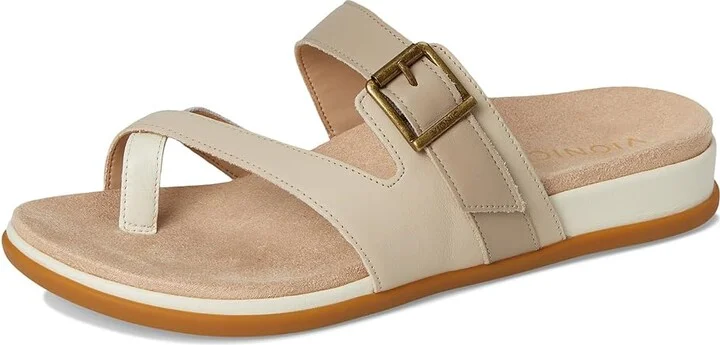 VIONIC Carmela Thong Sandals Women's Wedge Shoes Ivory Leather : 7 M - Image 5