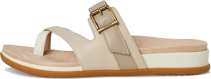 VIONIC Carmela Thong Sandals Women's Wedge Shoes Ivory Leather : 7 M - Image 6