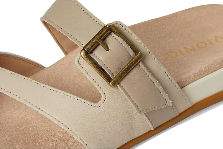 VIONIC Carmela Thong Sandals Women's Wedge Shoes Ivory Leather : 7 M - Image 7