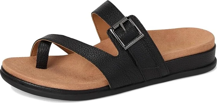 VIONIC Carmela Thongs Women's Sandals Black Leather : 10 W, Leather/Rubber - Image 5