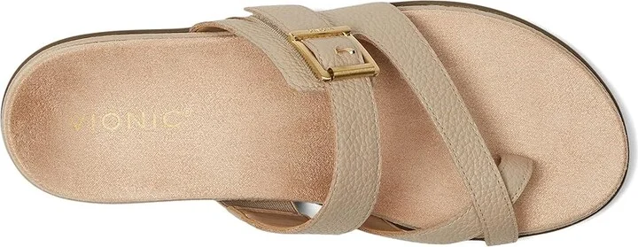 VIONIC Carmela Thongs Women's Sandals Oatmeal Beige Leather : 11 W, Leather/Rubber - Image 2