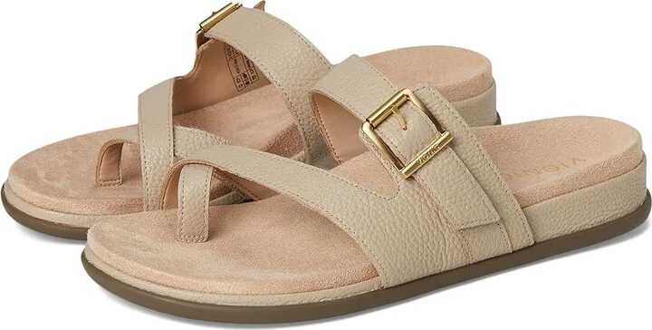 VIONIC Carmela Thongs Women's Sandals Oatmeal Beige Leather : 11 W, Leather/Rubber