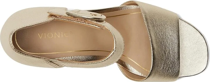VIONIC Chardonnay Ankle Straps Women's Sandals Gold Metal Leather : 9 W - Image 2