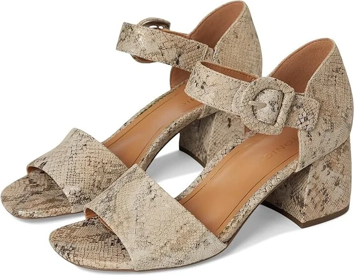 VIONIC Chardonnay Ankle Straps Women's Sandals Oatmeal Snake Leather : 5 W