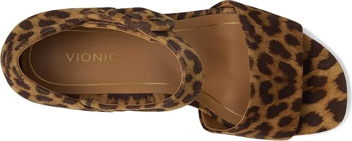 VIONIC Chardonnay Strappy Sandals Women's Wedge Shoes Leopard Suede : 7 M - Image 2