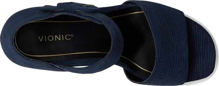 VIONIC Chardonnay Strappy Sandals Women's Wedge Shoes Navy Blazer Suede : 10 M, Leather - Image 2