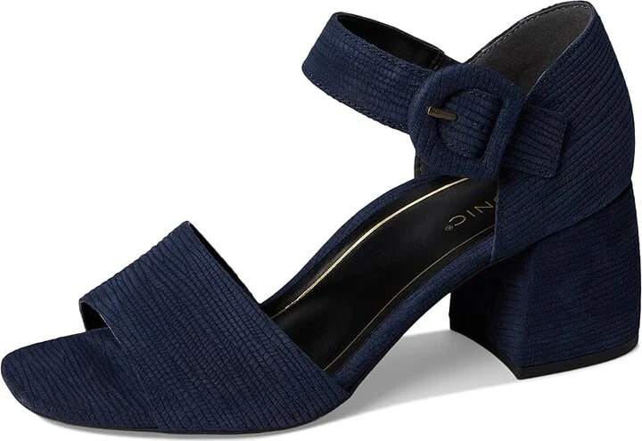 VIONIC Chardonnay Strappy Sandals Women's Wedge Shoes Navy Blazer Suede : 10 M, Leather - Image 5