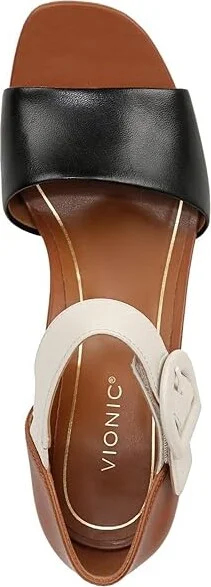 VIONIC Chardonnay Women's Sandals Tan Black Cream Leather : 10 W - Image 2