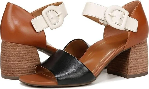 VIONIC Chardonnay Women's Sandals Tan Black Cream Leather : 10 W