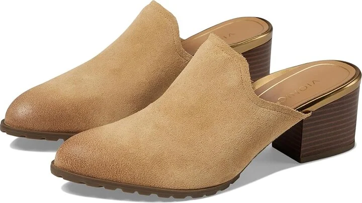 VIONIC Claremont Mules Women's Flat Shoes Camel Suede : 6.5 M