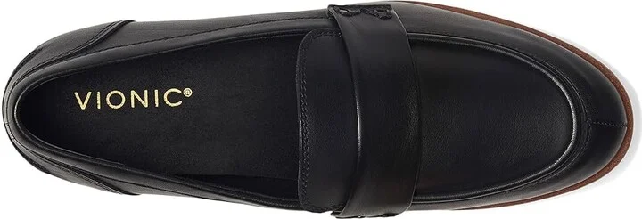 VIONIC Cleo Loafer Women's Flat Shoes Black Tumble Leather : 7.5 M - Image 2