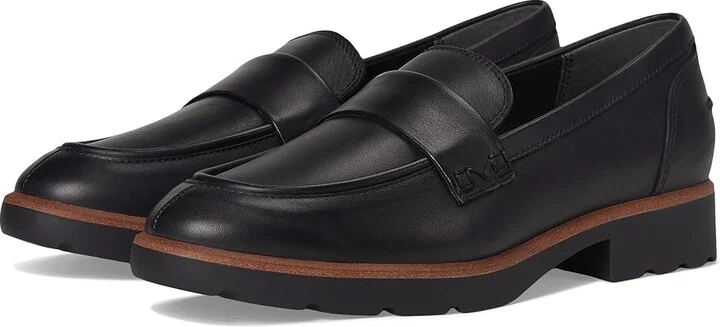 VIONIC Cleo Loafer Women's Flat Shoes Black Tumble Leather : 7.5 M