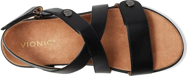 VIONIC Cypress Strappy Sandals Women's Sandals Black Leather : 10 W - Image 2