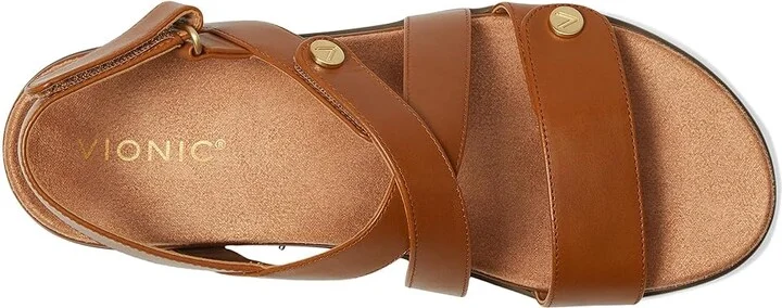 VIONIC Cypress Strappy Sandals Women's Sandals Tan Brown Leather : 6.5 W - Image 2