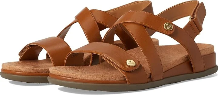 VIONIC Cypress Strappy Sandals Women's Sandals Tan Brown Leather : 6.5 W