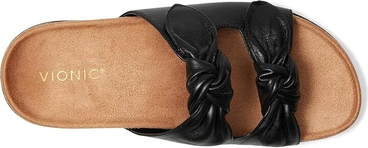 VIONIC Elara Slingback Sandals Women's Wedge Shoes Black Leather : 9.5 M - Image 2