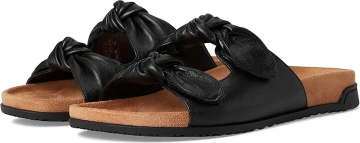 VIONIC Elara Slingback Sandals Women's Wedge Shoes Black Leather : 9.5 M