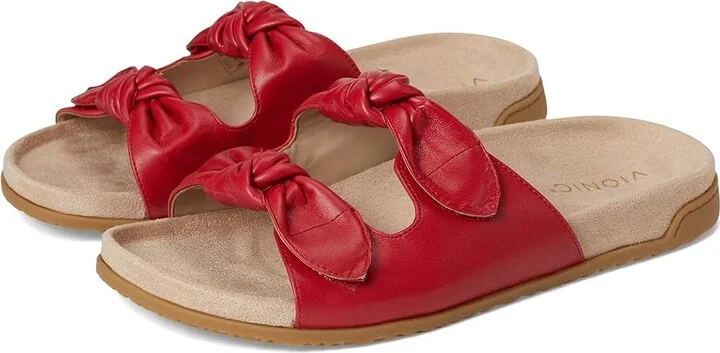 VIONIC Elara Slingback Sandals Women's Wedge Shoes Fruit Punch Leather : 7.5 W