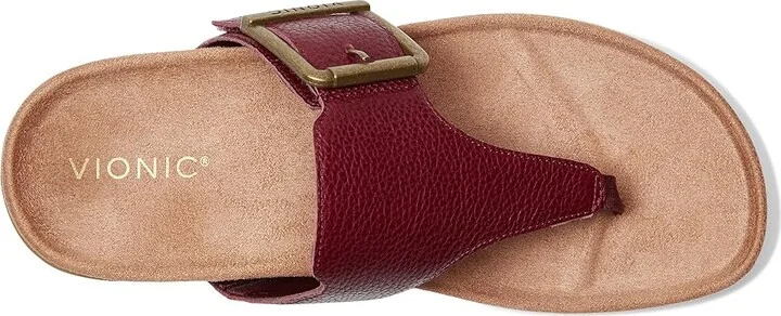VIONIC Emma Thong Sandals Women's Wedge Shoes Cherry Jubilee : 10 W, Leather - Image 2