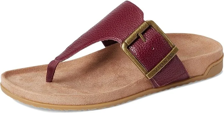 VIONIC Emma Thong Sandals Women's Wedge Shoes Cherry Jubilee : 10 W, Leather - Image 5