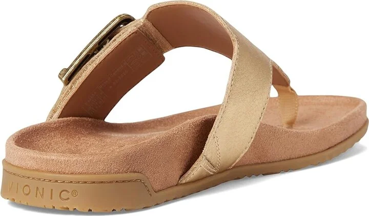 VIONIC Emma Thong Sandals Women's Wedge Shoes Gold Leather : 7 M - Image 4