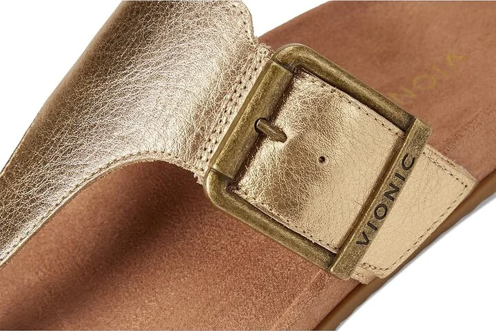 VIONIC Emma Thong Sandals Women's Wedge Shoes Gold Leather : 7 M - Image 7