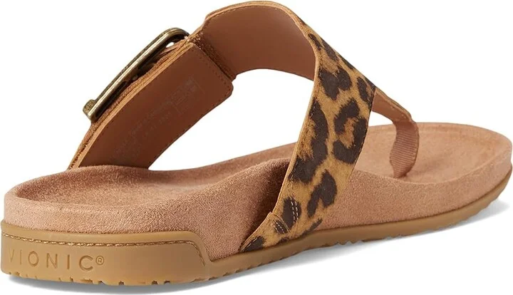 VIONIC Emma Thong Sandals Women's Wedge Shoes Leopard Suede : 6.5 M, Leather - Image 4