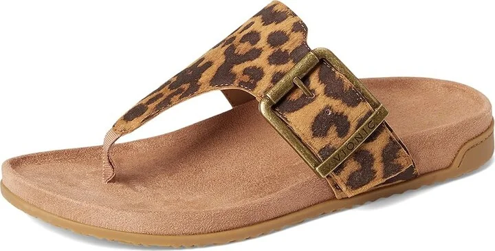 VIONIC Emma Thong Sandals Women's Wedge Shoes Leopard Suede : 6.5 M, Leather - Image 5
