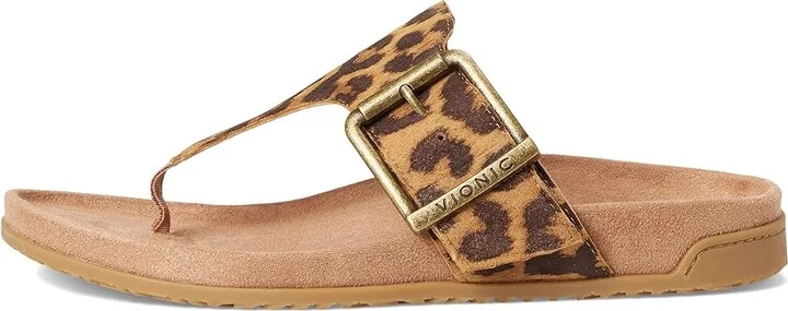 VIONIC Emma Thong Sandals Women's Wedge Shoes Leopard Suede : 6.5 M, Leather - Image 6