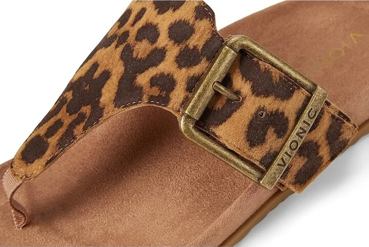 VIONIC Emma Thong Sandals Women's Wedge Shoes Leopard Suede : 6.5 M, Leather - Image 7