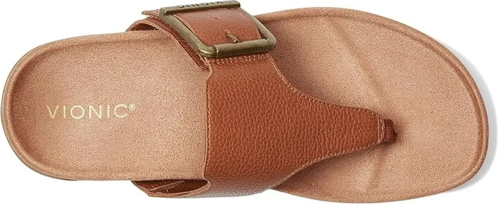 VIONIC Emma Thong Sandals Women's Wedge Shoes Tan Leather : 7.5 M - Image 2