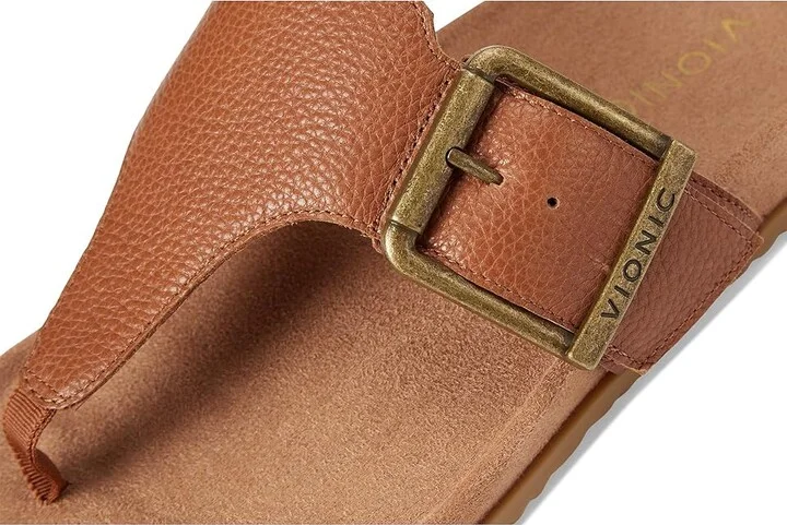 VIONIC Emma Thong Sandals Women's Wedge Shoes Tan Leather : 7.5 M - Image 7