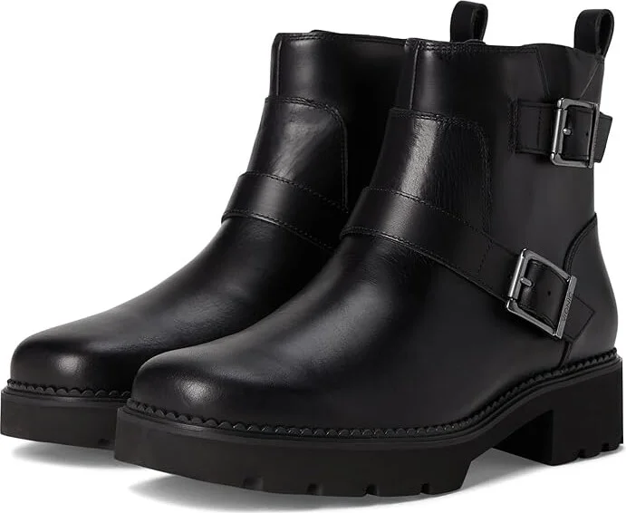 VIONIC Folsom Booties Women's Boots Black Leather : 7.5 M