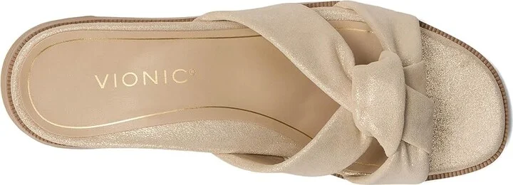 VIONIC Mabel Women's Wedge Shoes Gold Metal Leather : 7.5 M - Image 2