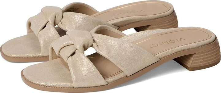 VIONIC Mabel Women's Wedge Shoes Gold Metal Leather : 7.5 M