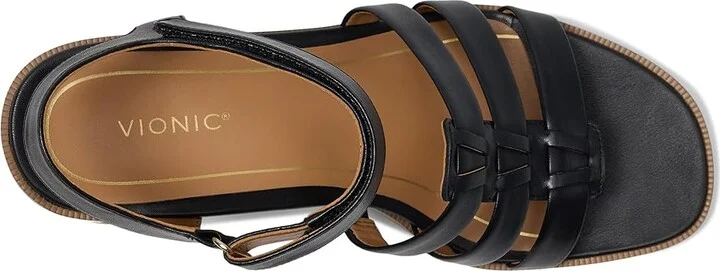 VIONIC Maisy Women's Wedge Shoes Black Leather : 7 M - Image 2