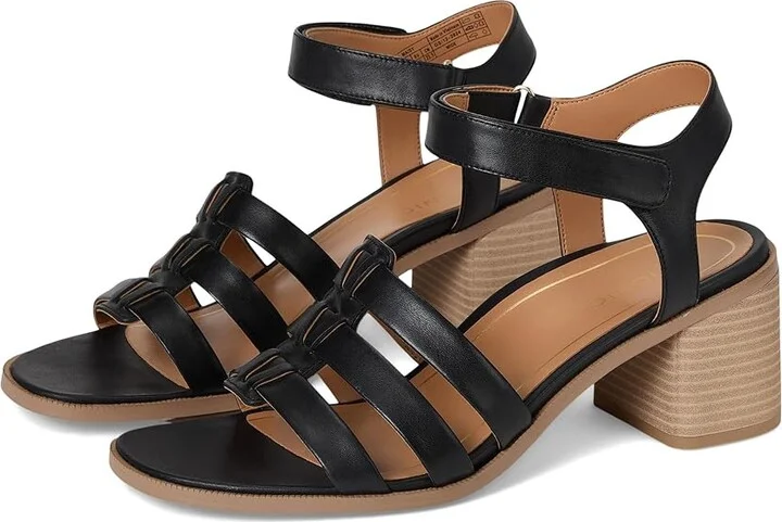 VIONIC Maisy Women's Wedge Shoes Black Leather : 7 M