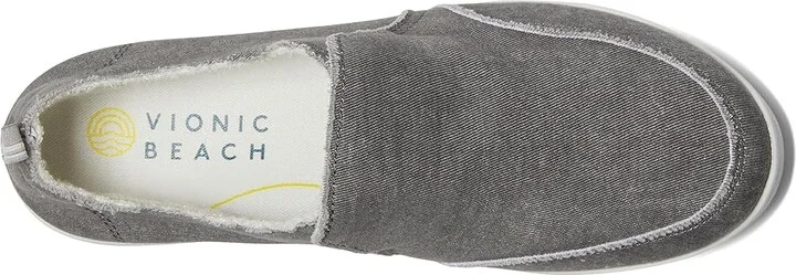 VIONIC Malibu Slip-On Women's Flat Shoes Charcoal Denim : 5 W, Canvas/Cotton - Image 2