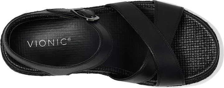 VIONIC Mar Ankle Straps Women's Sandals Black Leather : 8 W - Image 2