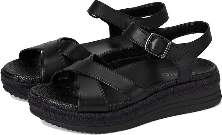 VIONIC Mar Ankle Straps Women's Sandals Black Leather : 8 W