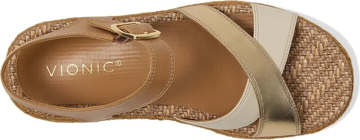 VIONIC Mar Ankle Straps Women's Sandals Camel/Gold Brown Leather : 8 M - Image 2